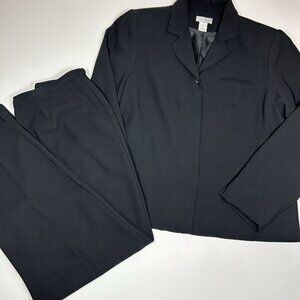 Urban Works Women 2pc Black Button Up Pants Suit Set Blazer 14 Pants 12 Lined